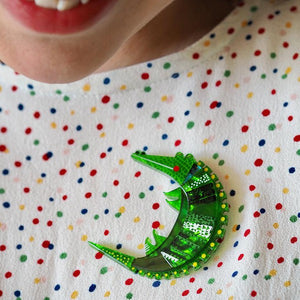 Erstwilder - A Crocodile Named Growl Brooch (Clare Youngs) - 20th Century Artifacts