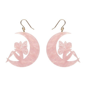 Erstwilder - Fairy Moon Drop Earrings - Pink - 20th Century Artifacts