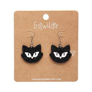 Erstwilder - Shadow the Cat Glitter Drop Earrings - 20th Century Artifacts