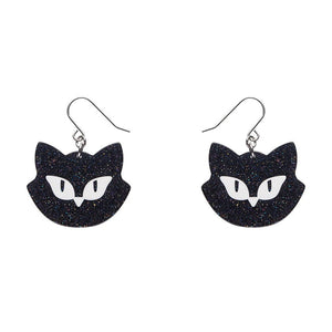 Erstwilder - Shadow the Cat Glitter Drop Earrings - 20th Century Artifacts