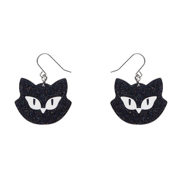 Erstwilder - Shadow the Cat Glitter Drop Earrings - 20th Century Artifacts