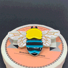 Load image into Gallery viewer, Erstwilder - To Bee or Not to Bee Blue Banded Bee Brooch (2020) - 20th Century Artifacts