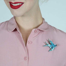 Load image into Gallery viewer, Erstwilder - Bluebird of Happiness Swallow Brooch - 20th Century Artifacts