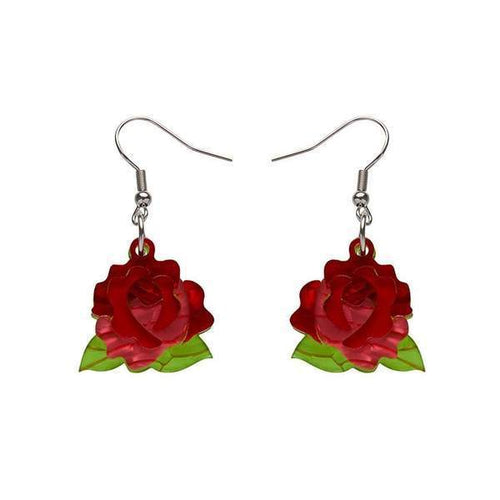 Erstwilder - Budding Romance Rose Drop Earrings (2019) red - 20th Century Artifacts