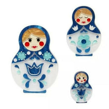 Load image into Gallery viewer, Erstwilder - Matryoshka Memories Brooch Set (2018) blue - 20th Century Artifacts