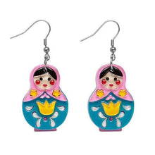 Load image into Gallery viewer, Erstwilder - Matryoshka Memories Earrings - pink - 20th Century Artifacts