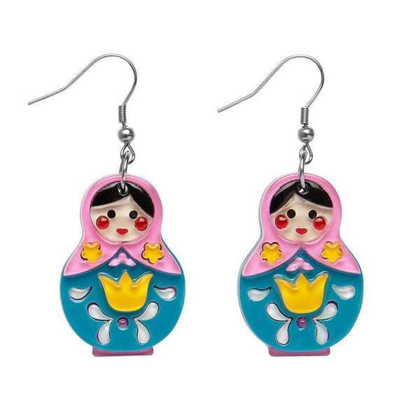 Erstwilder - Matryoshka Memories Earrings - pink - 20th Century Artifacts