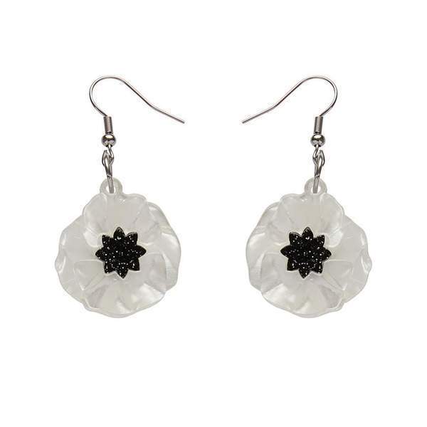 Erstwilder - Poppy Field Drop Earrings - White - 20th Century Artifacts