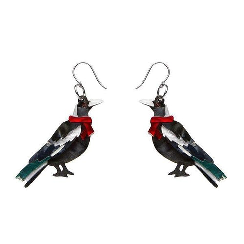 Erstwilder - Seasonal Songbird Magpie Earrings - 20th Century Artifacts