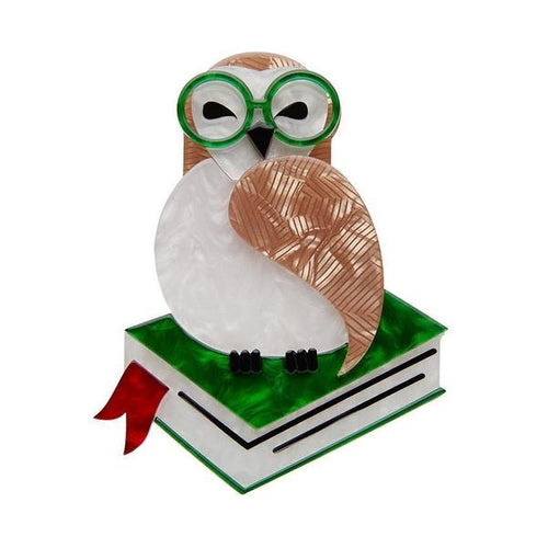 Erstwilder - Studious Snow Owl Brooch (2020) - 20th Century Artifacts