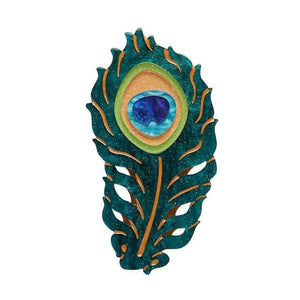 Erstwilder - The Royal Eye Peacock Feather Brooch - 20th Century Artifacts