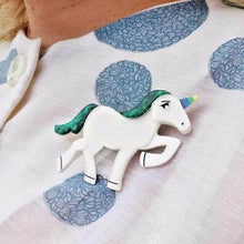 Load image into Gallery viewer, Erstwilder - Ula the Unicorn Brooch (2017) green - 20th Century Artifacts