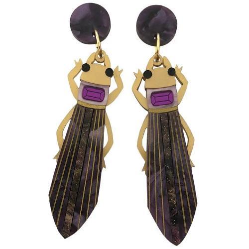 Peppy Chapette - Amethyst Glamour Bug Earrings - 20th Century Artifacts