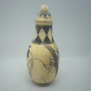 Snuff Bottle - Carved Bone Erotic Couple 1 of 5 - 20th Century Artifacts